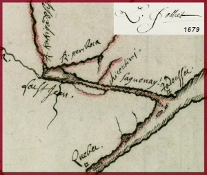 Détail de la carte géographique de Louis Jolliet, 1679