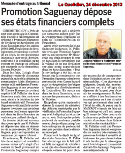 2013- Accès aux états financiers de Promotion Saguenay