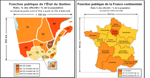 Répartition géographique fonction publique État du Québec et France