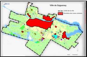 Les zones urbaines représentent 13% du territoire de la Ville de Saguenay